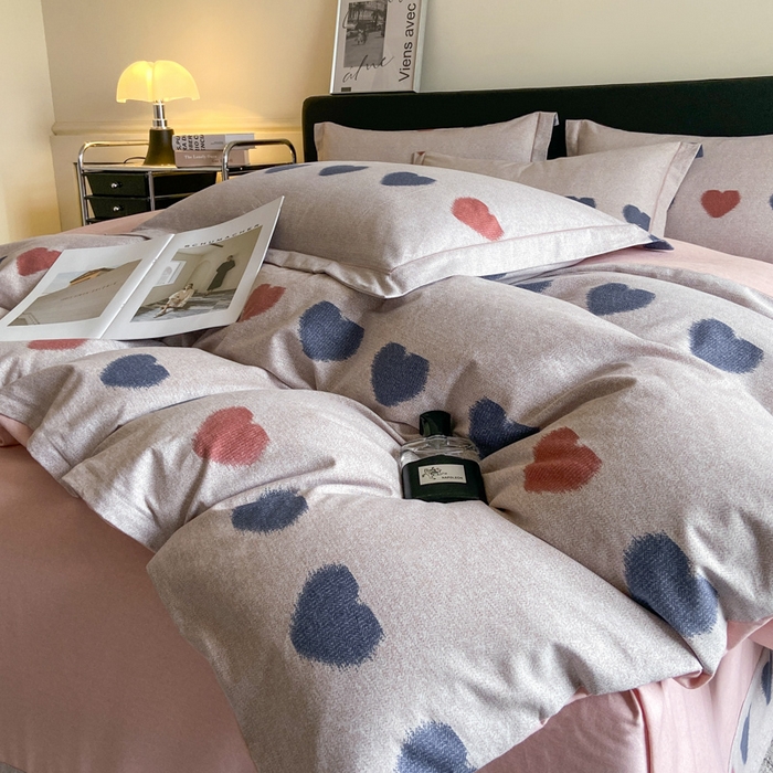 91家纺网 家纺一手货源 找家纺 大柏树 2025新款A类全棉磨毛印花四件套 满心欢喜