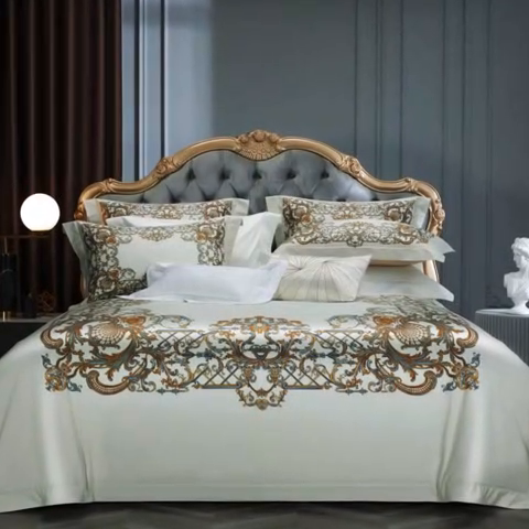 91家纺网 家纺一手货源 找家纺 2024新款100s长绒棉数码印花大版定位四件套 弗雷