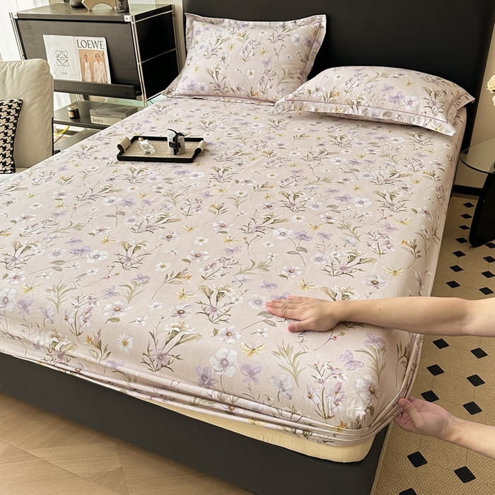 91家纺网 家纺一手货源 找家纺 大柏树 2025新款A类全棉磨毛印花单床笠 暗香