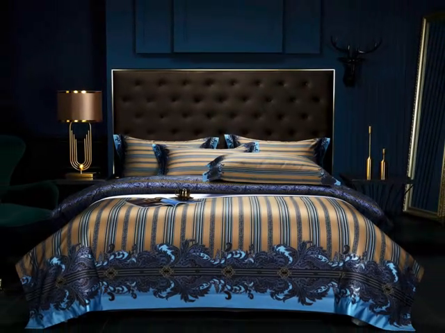 91家纺网 家纺一手货源 找家纺 2024新款100s长绒棉数码印花大版定位四件套 流金岁月