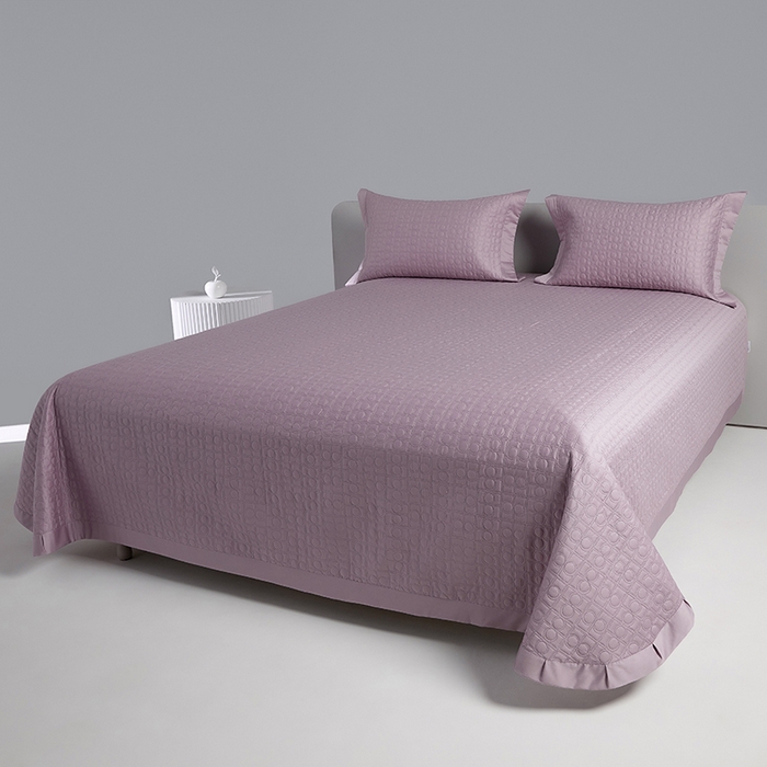 91家纺网 家纺一手货源 找家纺 2024新款设计师款绗缝床盖 薰衣紫