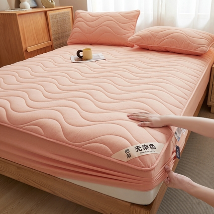 91家纺网 家纺一手货源 找家纺 凯罗 2024全棉高品类抗菌水洗棉床笠 可水洗床笠全棉纯棉床笠单件加厚床笠 蔷薇粉