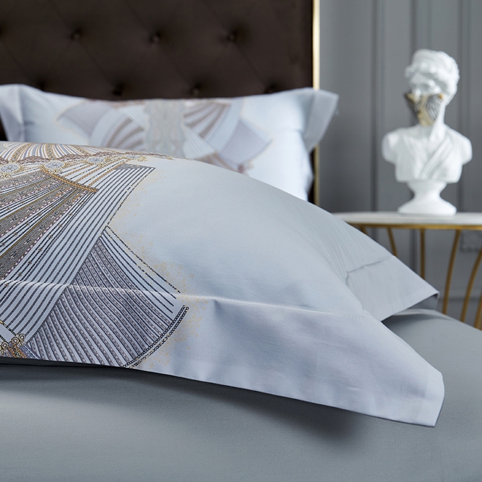 91家纺网 家纺一手货源 找家纺 2024新款100s长绒棉数码印花大版定位四件套 福萨