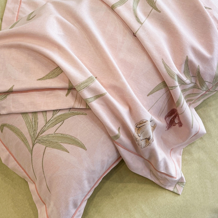 91家纺网 家纺一手货源 找家纺 大柏树 2025新款A类全棉磨毛印花四件套 绿禾