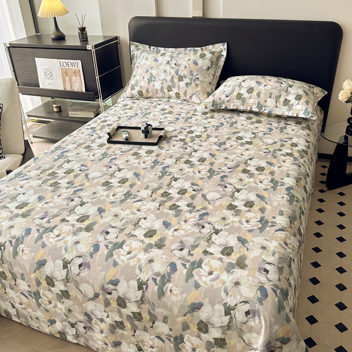 91家纺网 家纺一手货源 找家纺 大柏树 2025新款A类全棉磨毛印花单床单 露瑶绿