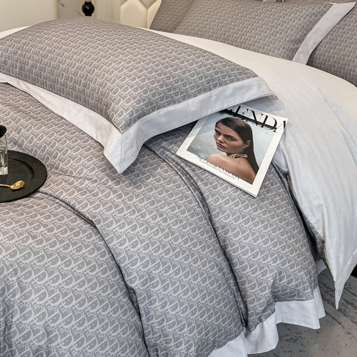 91家纺网 家纺一手货源 找家纺 雲归梦 2024新款全棉纯棉轻奢加厚磨毛拼角工艺四件套 凯旋门-英伦灰