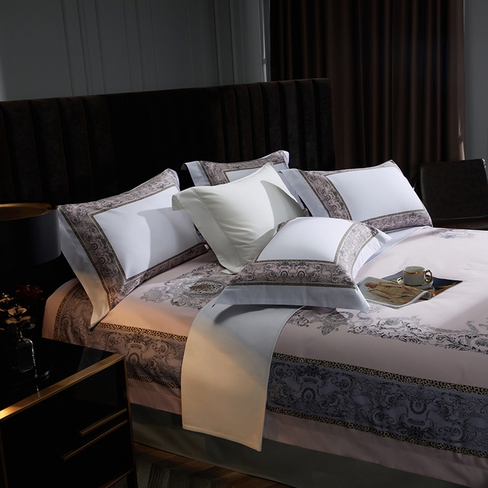 91家纺网 家纺一手货源 找家纺 2024新款100s长绒棉数码印花大版定位四件套 富丽之都