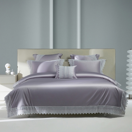 91家纺网 家纺一手货源 找家纺 （总）2024新款高端蕾丝重磅真丝棉系列四件套-德鲁斯