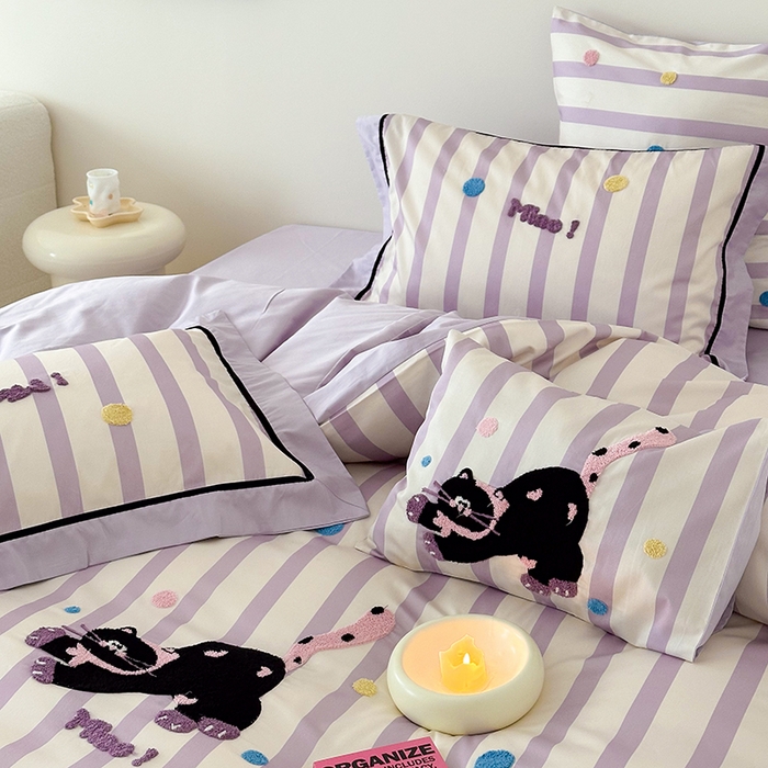 91家纺网 家纺一手货源 找家纺 （总）西西家居 2024新款100支澳棉数码印花+绣花四件套--好运小猫