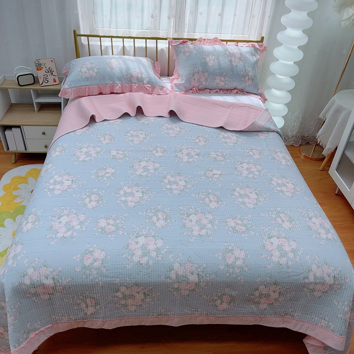 91家纺网 家纺一手货源 找家纺 暖居 2024新款包边豆豆被床盖四件套 安妮公主