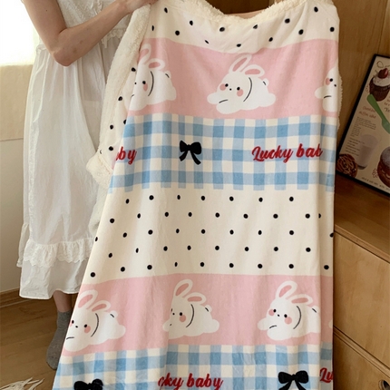 91家纺网 家纺一手货源 找家纺 桃喜 2024新款亲肤舒适牛奶绒羊羔绒毛毯 幸运兔