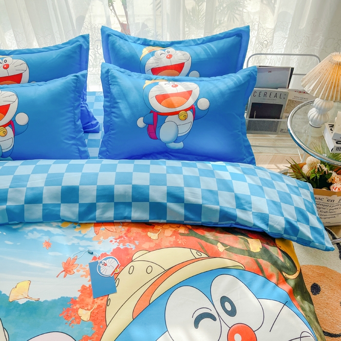 91家纺网 家纺一手货源 找家纺 宝薇 2024新款卡通款加厚斜纹磨毛大版四件套 （新花型不断更新中）哆啦历险记