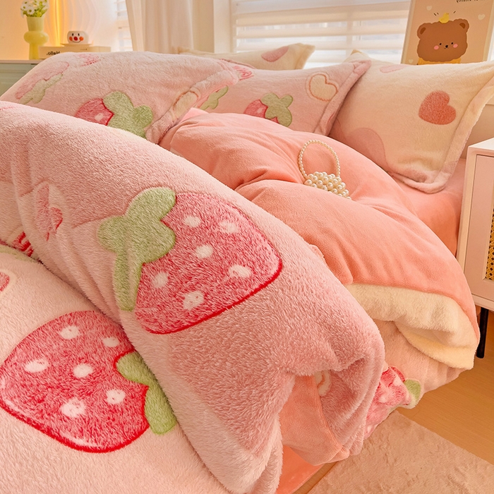 91家纺网 家纺一手货源 找家纺 2024新款加厚雪花绒印花单件被套-风格二（提供卖家秀 ） 蝶雅