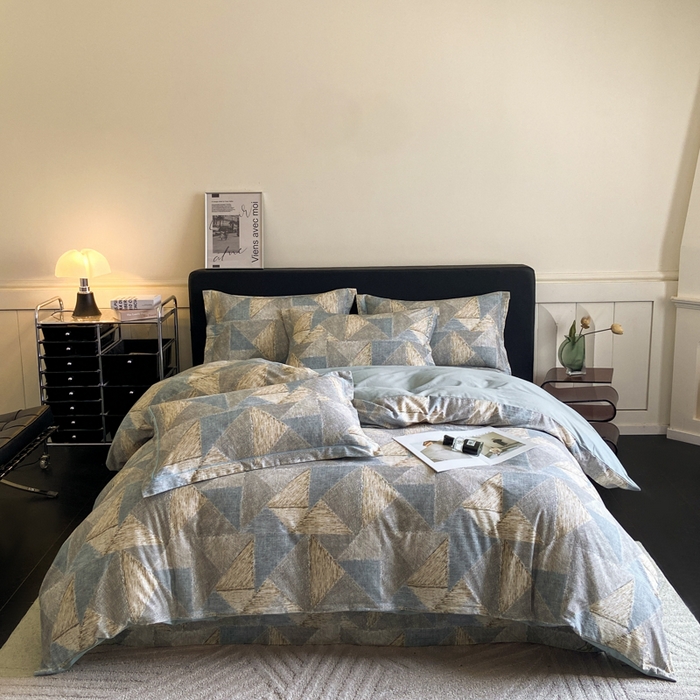 91家纺网 家纺一手货源 找家纺 大柏树 2025新款A类全棉磨毛印花四件套 黎贝卡