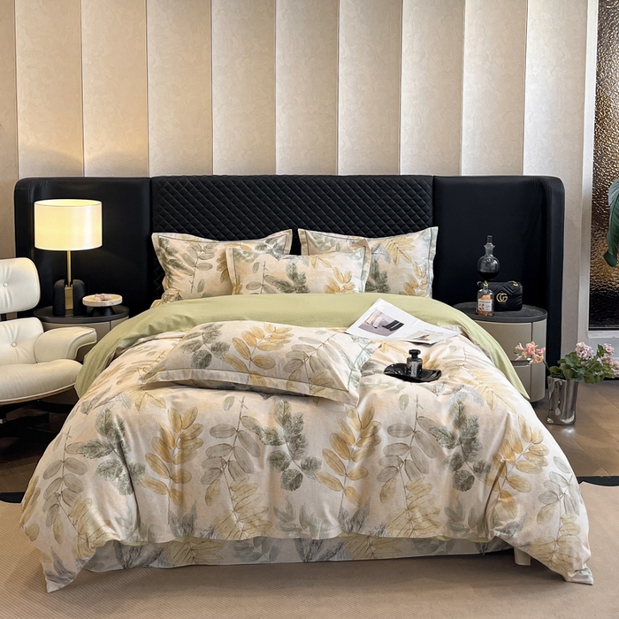 91家纺网 家纺一手货源 找家纺 大柏树 2025新款A类全棉磨毛印花四件套 春派