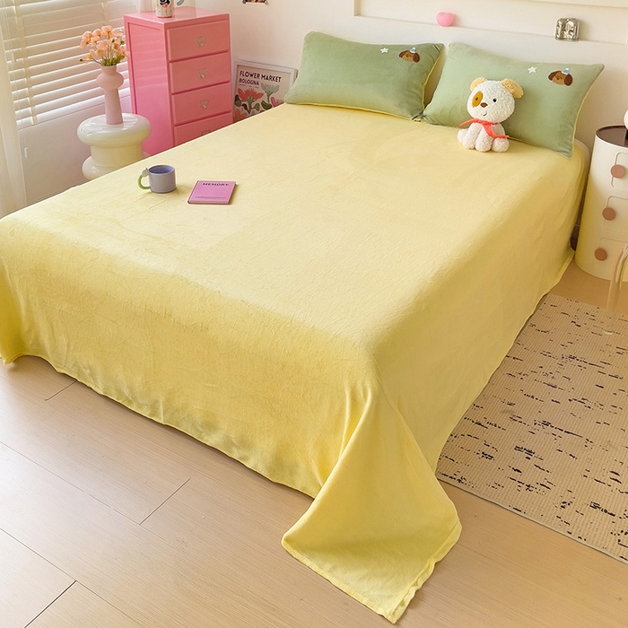 91家纺网 家纺一手货源 找家纺 梦之岛 2024新款牛奶绒卡通毛巾绣四件套腊肠狗 腊肠狗-黄绿