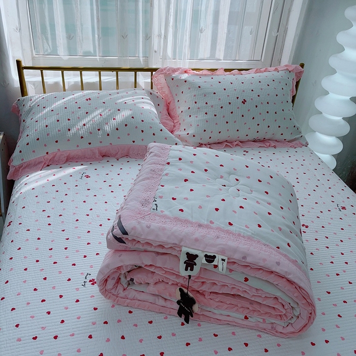 91家纺网 家纺一手货源 找家纺 暖居 2024新款包边豆豆被床盖四件套 知碟