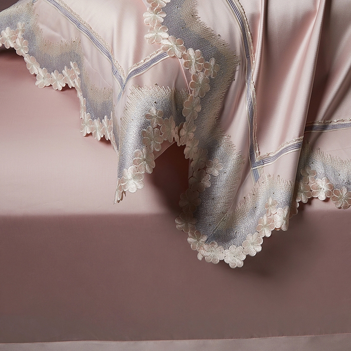 91家纺网 家纺一手货源 找家纺 （总）2024新款高端蕾丝重磅真丝棉系列四件套-花言蜜语