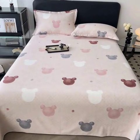 91家纺网 家纺一手货源 找家纺 大柏树 2025新款A类全棉磨毛印花单床单 妙妙屋粉