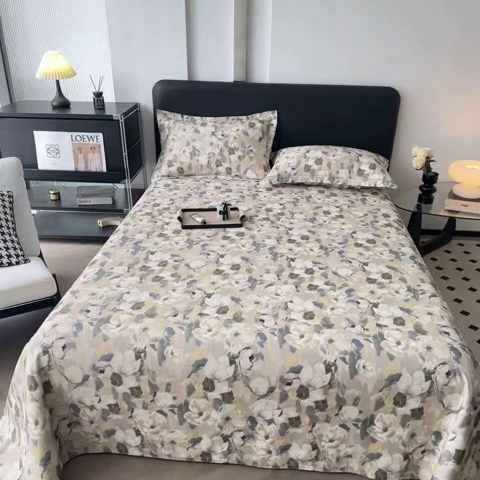 91家纺网 家纺一手货源 找家纺 大柏树 2025新款A类全棉磨毛印花单床单 露瑶绿