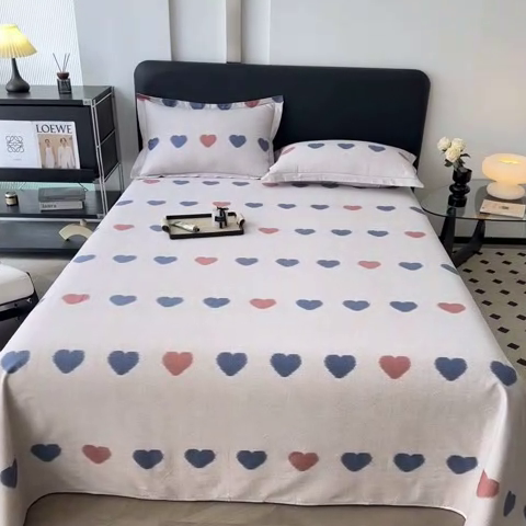 91家纺网 家纺一手货源 找家纺 大柏树 2025新款A类全棉磨毛印花单床单 满心欢喜