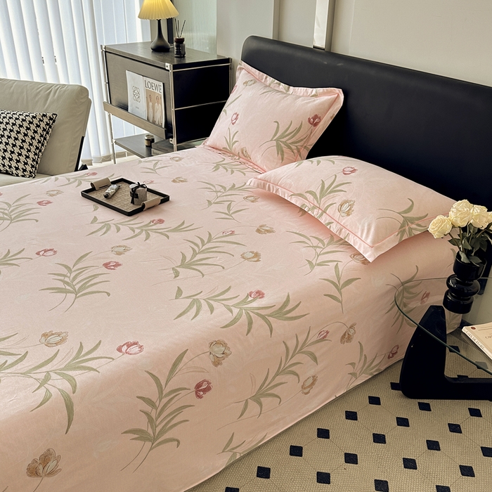 91家纺网 家纺一手货源 找家纺 大柏树 2025新款A类全棉磨毛印花单床单 绿禾