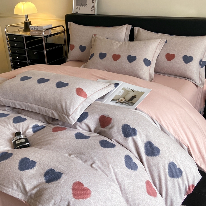 91家纺网 家纺一手货源 找家纺 大柏树 2025新款A类全棉磨毛印花四件套 满心欢喜