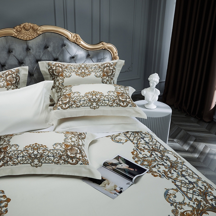 91家纺网 家纺一手货源 找家纺 2024新款100s长绒棉数码印花大版定位四件套 弗雷