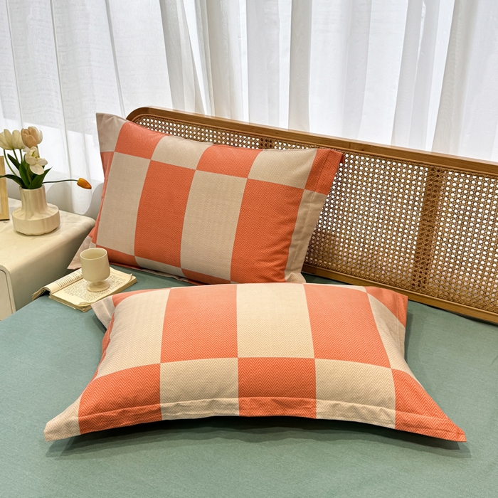 91家纺网 家纺一手货源 找家纺 丝芙妮家居（原乐视家纺） 2024新款全棉磨毛多规格AB版单品套件系列（第二波）--单枕套 米勒-橘