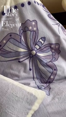 91家纺网 家纺一手货源 找家纺 安哆啦家纺 2024新款兔毛绒大版卡通牛奶绒兔兔绒印花四件套 姿花蝶