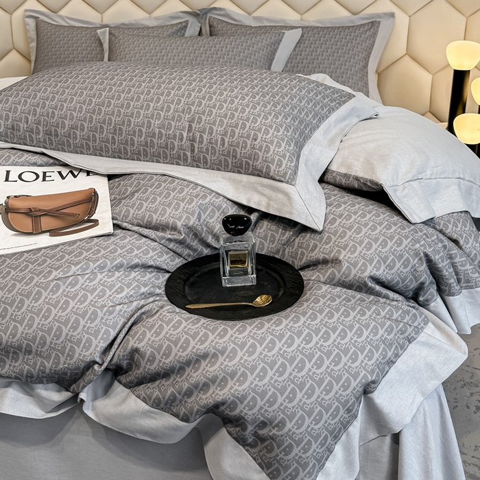 91家纺网 家纺一手货源 找家纺 雲归梦 2024新款全棉纯棉轻奢加厚磨毛拼角工艺四件套 凯旋门-英伦灰