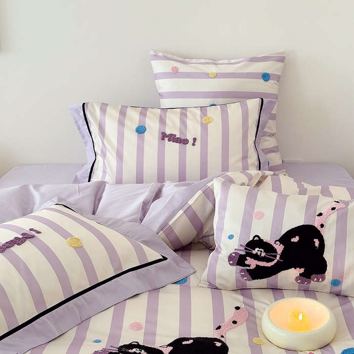 91家纺网 家纺一手货源 找家纺 （总）西西家居 2024新款100支澳棉数码印花+绣花四件套--好运小猫