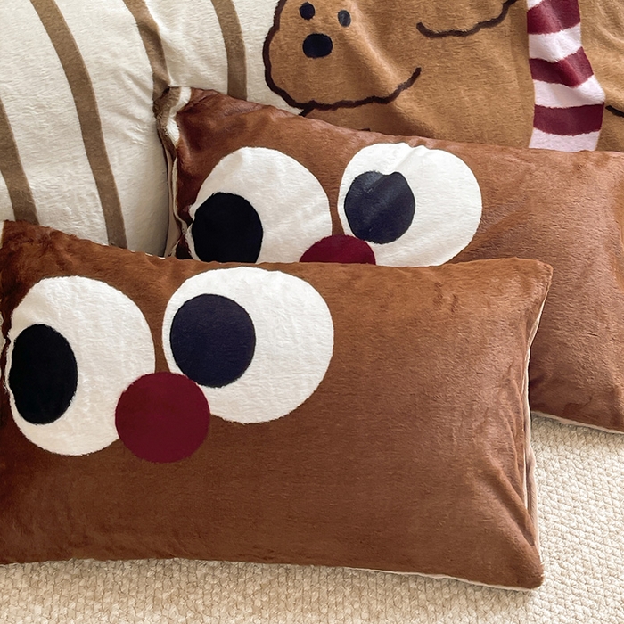 91家纺网 家纺一手货源 找家纺 安哆啦家纺 2024新款兔毛绒大版卡通牛奶绒兔兔绒印花四件套 巧克力狗