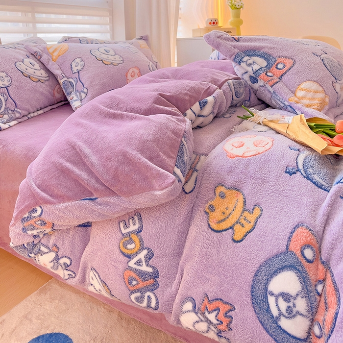 91家纺网 家纺一手货源 找家纺 2024新款加厚雪花绒印花单件被套-风格二（提供卖家秀 ） 星际穿越