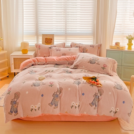 2024新款加厚雪花绒印花四件套-风格二（提供卖家秀） 园林