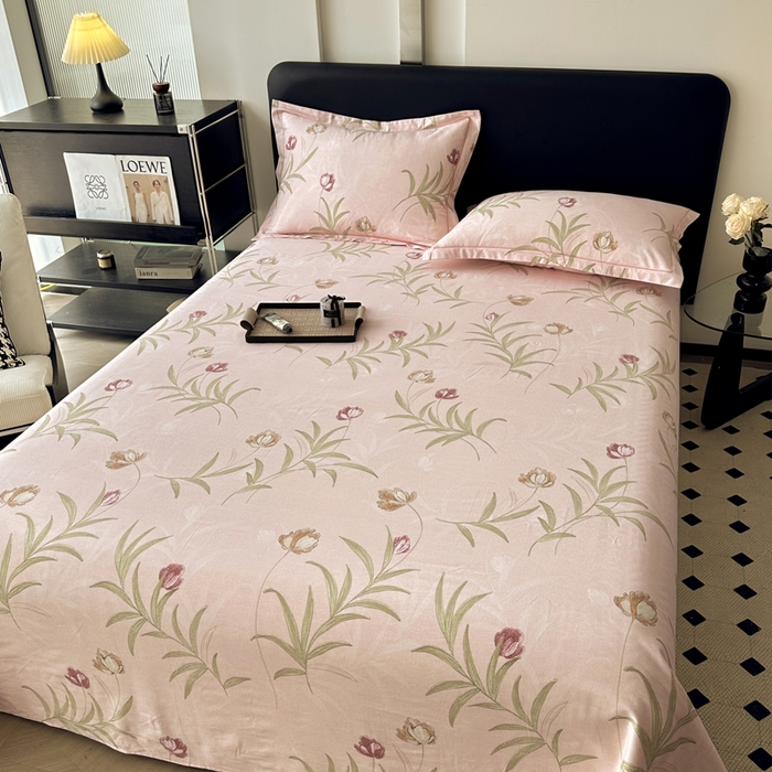 91家纺网 家纺一手货源 找家纺 大柏树 2025新款A类全棉磨毛印花单床单 绿禾