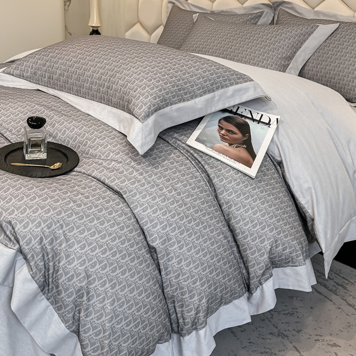 91家纺网 家纺一手货源 找家纺 雲归梦 2024新款全棉纯棉轻奢加厚磨毛拼角工艺四件套 凯旋门-英伦灰