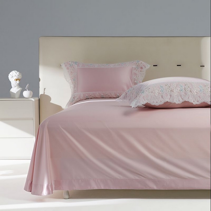 91家纺网 家纺一手货源 找家纺 （总）2024新款高端蕾丝重磅真丝棉系列四件套-芬芳细雨