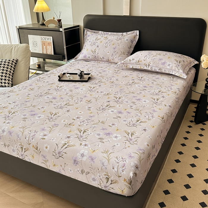 91家纺网 家纺一手货源 找家纺 大柏树 2025新款A类全棉磨毛印花单床笠 暗香