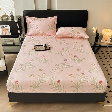 91家纺网 家纺一手货源 找家纺 大柏树 2025新款A类全棉磨毛印花单床笠 绿禾