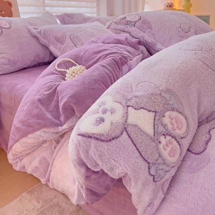 91家纺网 家纺一手货源 找家纺 （总）2024新款加厚雪花绒印花四件套-风格二（提供卖家秀）