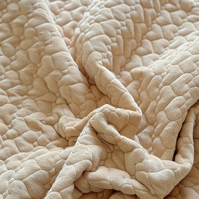 91家纺网 家纺一手货源 找家纺 美梦家纺 2024新款素色牛奶绒花边床盖系列 卡其色