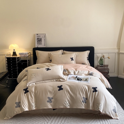 大柏树 2025新款A类全棉磨毛印花四件套 喜饰米