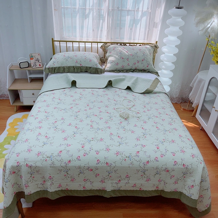 91家纺网 家纺一手货源 找家纺 暖居 2024新款包边豆豆被床盖四件套 蝶恋梦