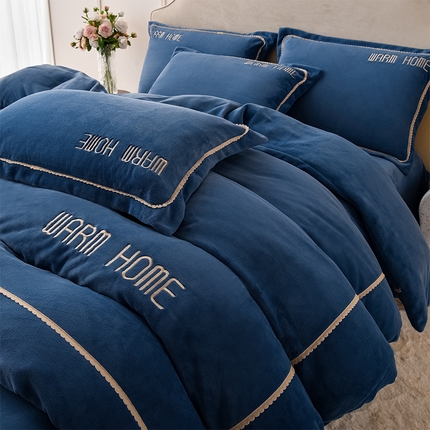 同田家纺 2024新款230克蓄暖高克重牛奶绒四件套 魅蓝