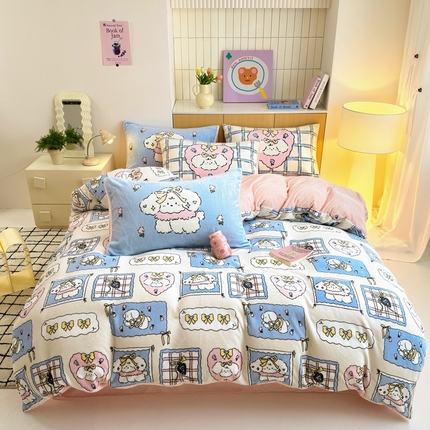 91家纺网 家纺一手货源 找家纺 （总）柚子YOUTH 2024新款加厚纯印花牛奶绒四件套