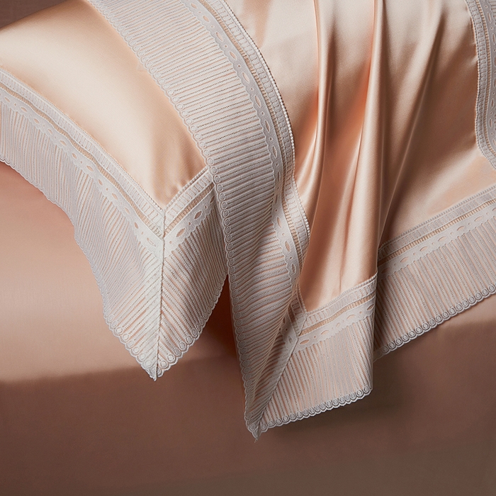 91家纺网 家纺一手货源 找家纺 （总）2024新款高端蕾丝重磅真丝棉系列四件套-幽情玫瑰 玉色