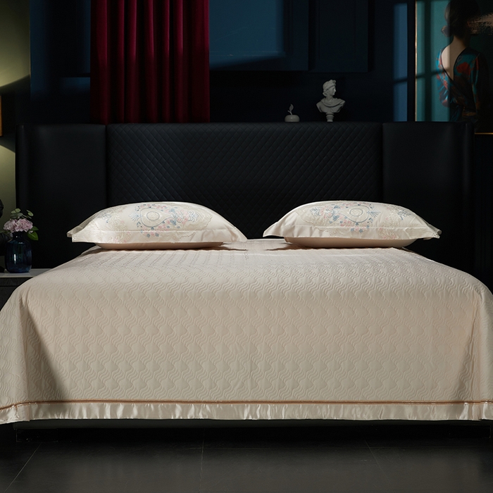 91家纺网 家纺一手货源 找家纺 2024新款高端蕾丝重磅真丝棉系列四件套-爱兰朵 爱兰朵香槟