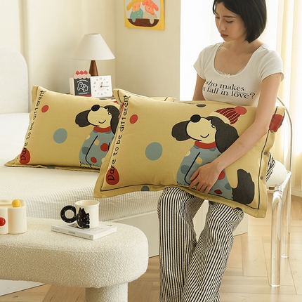 2024新款全棉四层纱布枕套一对装纽扣款枕套 波点小红帽