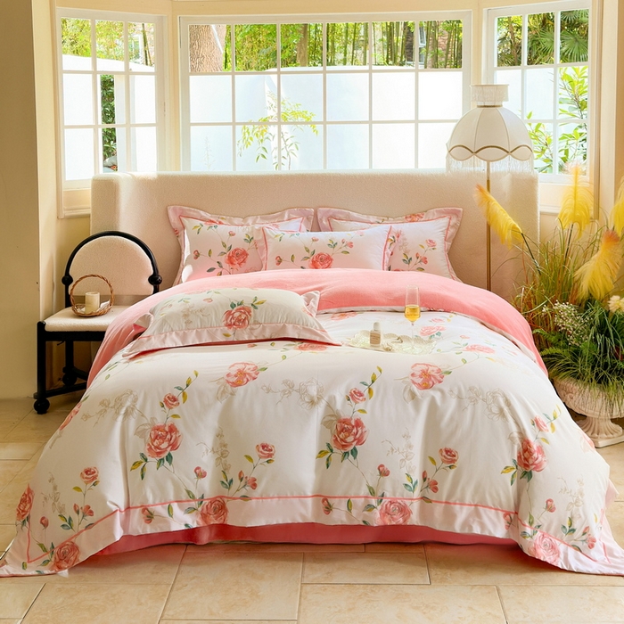 91家纺网 家纺一手货源 找家纺 2025新款A纯棉B牛奶绒四件套13376全棉加绒一字绣宽边轻奢套件-夹棉款 依梦